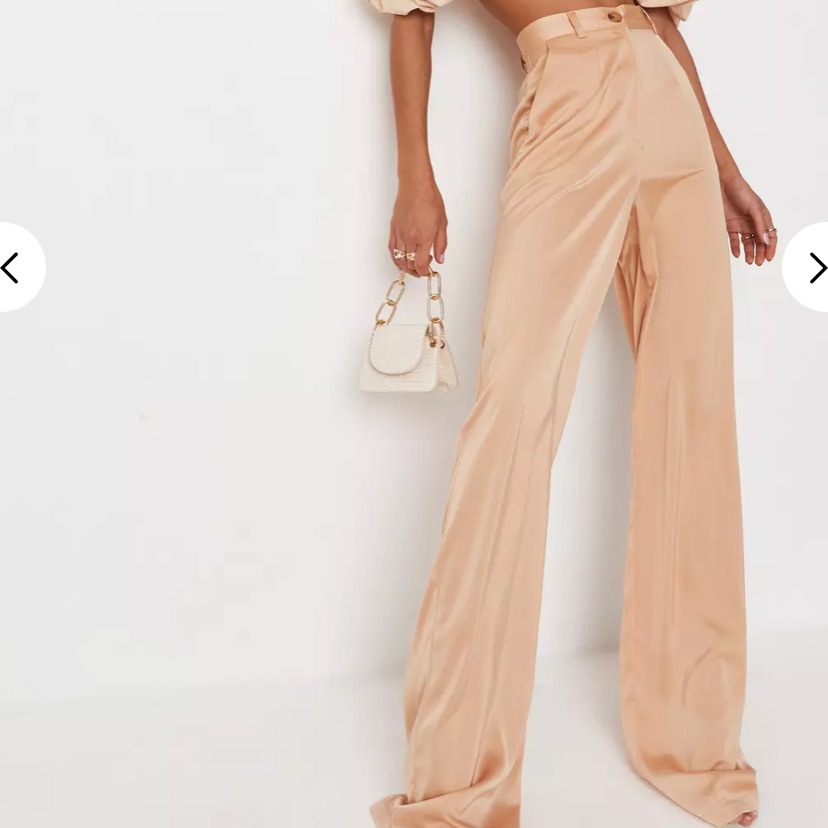 Tall Peach Satin Wide Leg Pants